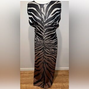 Karen Millen Slinky Maxi Zebra Print Size medium 100% Viscose NWOT Retail $280